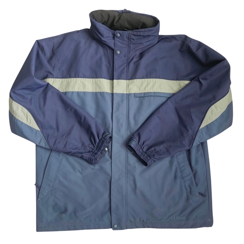 L.L. Bean Outfitter Jacket Blue Full Zip Hooded Mens Sz LG Gorpcore Snow Outdoor